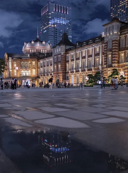 Tokyo Japan September 2018 Tokyo Railway Station Plaza Building Upplyst — Stockfoto