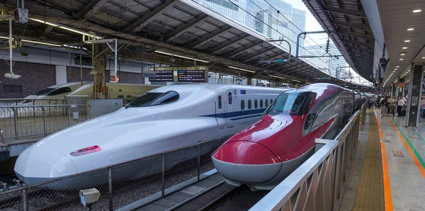 Токио Япония Августа 2018 Года Скоростной Поезд Платформе Железнодорожного Вокзала — стоковое фото