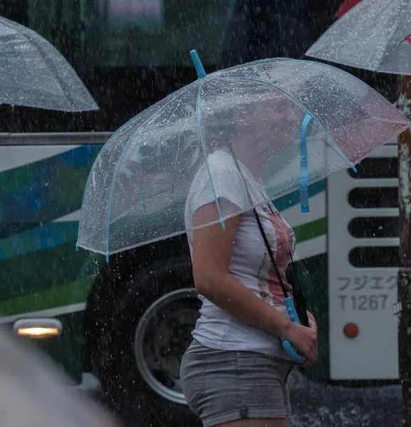 Tokyo Japan July 29Th 2018 Foreign Female Tourist Umbrella Shibuya — Stock Photo, Image