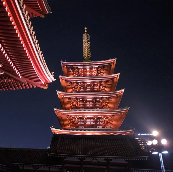 Toquio Japão Agosto 3Rd 2018 Pagida Terreno Templo Sensoji Noite — Fotografia de Stock