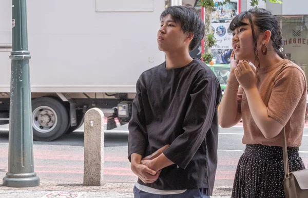 Toquio Japão Agosto 2018 Jovem Japonês Coule Distrito Shibuya — Fotografia de Stock