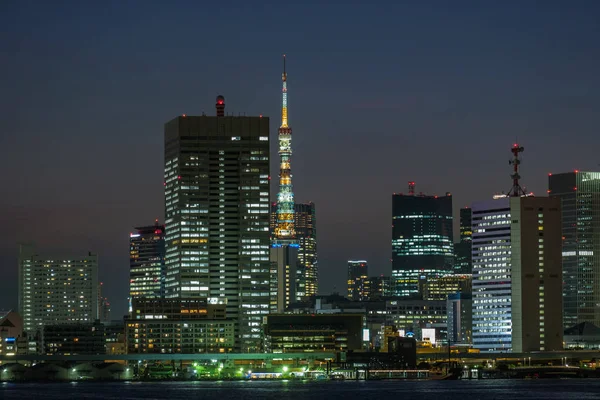 Tokyo Tower Och Downtown Byggnad Skymningen — Stockfoto