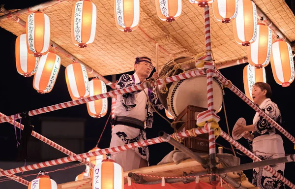 Tokyo Japan Augustus 2018 Taiko Drummer Stampende Trommel Bij Viering — Stockfoto