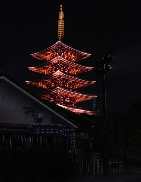 Tokyo Japon Août 2018 Pagida Terrain Temple Sensoji Nuit Dans — Photo