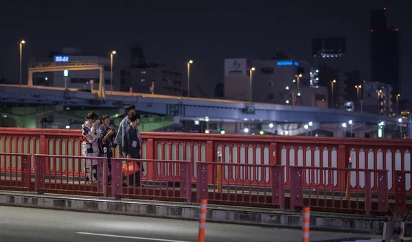 Tokyo Japan August 2018 Japanische Junge Paare Mit Yukata Auf — Stockfoto