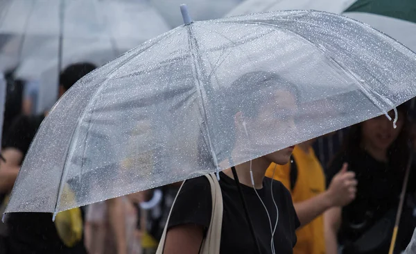 Tokyo Japan July 29Th 2018 Japanese Girl Umbrella Rainy Typhoon — Stock Photo, Image