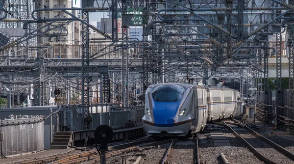 Tokyo Giappone Agosto 2018 Treno Proiettile Alta Velocità Alla Piattaforma — Foto Stock