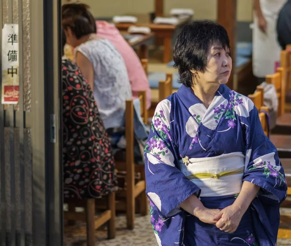 Tokyo Japan August 2018 Ältere Japanische Wonan Tragen Traditionelle Yukata — Stockfoto