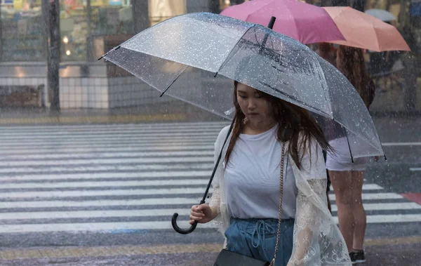 Tokio Japón Julio 2018 Chica Japonesa Con Paraguas Durante Temporada —  Fotos de Stock