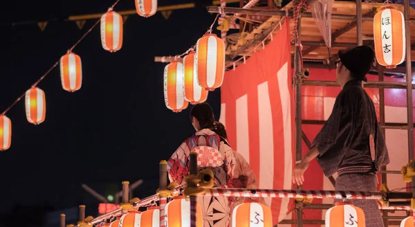 Tokyo Japan August 2018 Tänzer Traditionellen Yukata Tanzen Auf Der — Stockfoto