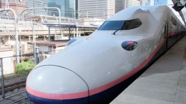 Shinkansen Bullet Train Japonii Shinkansen Sieć Linii Szybkiej Kolei Japonii — Wideo stockowe