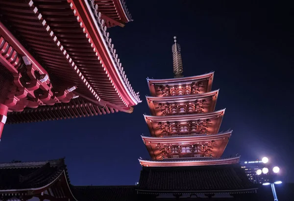 Toquio Japão Agosto 3Rd 2018 Pagida Terreno Templo Sensoji Noite — Fotografia de Stock
