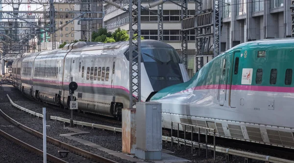 Токио Япония Августа 2018 Года Платформу Токийского Вокзала Прибывает Скоростной — стоковое фото