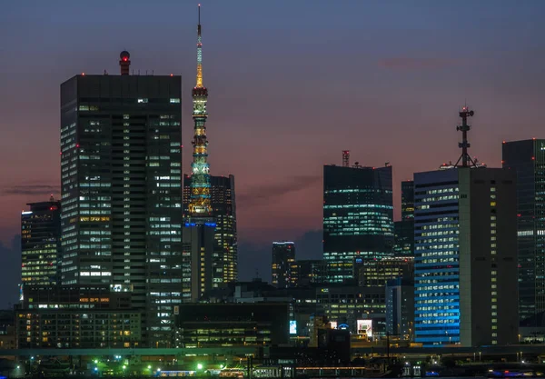 Torre Tóquio Edifício Centro Cidade Anoitecer — Fotografia de Stock