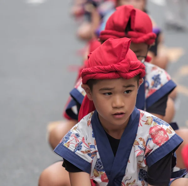 Tokyo Japan Juli 2018 Japanischer Schuljunge Farbenfroher Traditioneller Uniform Beim — Stockfoto