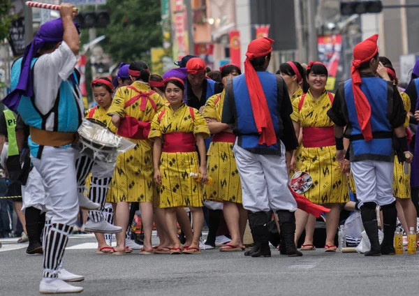 Tokyo Japan 29Th July 2018 Peserta Mengalahkan Drum Taiko Saat — Stok Foto