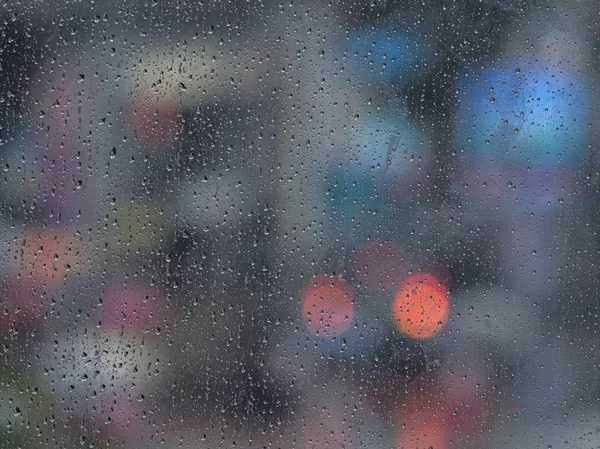 Water Drops Glass Window Rainy Day — Stock Photo, Image