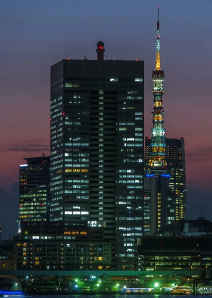 Tokyo Tower Edificio Del Centro Atardecer —  Fotos de Stock