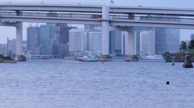 TOKYO, JAPONYAN - 30 HAZİRAN 2019: Akşam yemeği tekneleri ya da yerel olarak Yakabutane olarak bilinen akşam karanlığında Sumida Nehri 'nde.