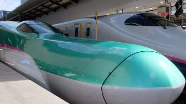 Sinkanszen Bullet Vonat Japánban Shinkansen Egy Olyan Hálózat Nagy Sebességű — Stock videók