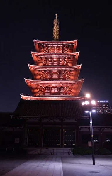 Токио Япония Августа 2018 Года Пагида Храме Сенсодзи Ночью Районе — стоковое фото