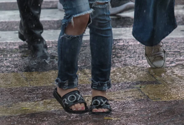 Tokyo Japan July 29Th 2018 Close View Female Pedestrian Feet — Stock Photo, Image