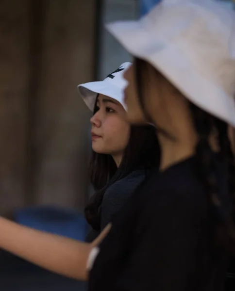 Toquio Japão Setembro 2018 Feminino Toursit Meninas Vestindo Chapéu Branco — Fotografia de Stock
