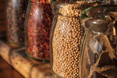 Spices in bowls with ingredients