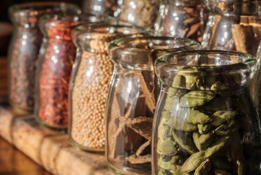 Spices in bowls with ingredients