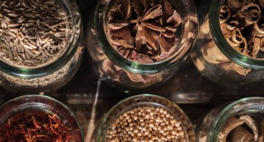 Spices in bowls with ingredients