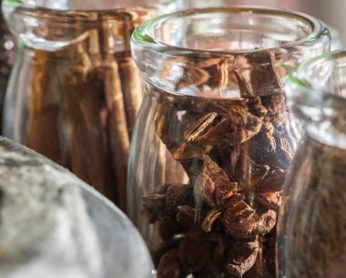 Spices in bowls with ingredients