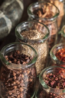 Spices in bowls with ingredients