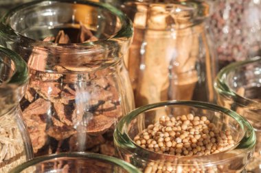 Spices in bowls with ingredients
