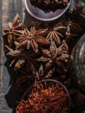 Spices in bowls with ingredients