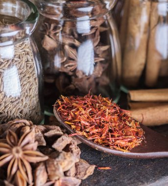 Spices in bowls with ingredients
