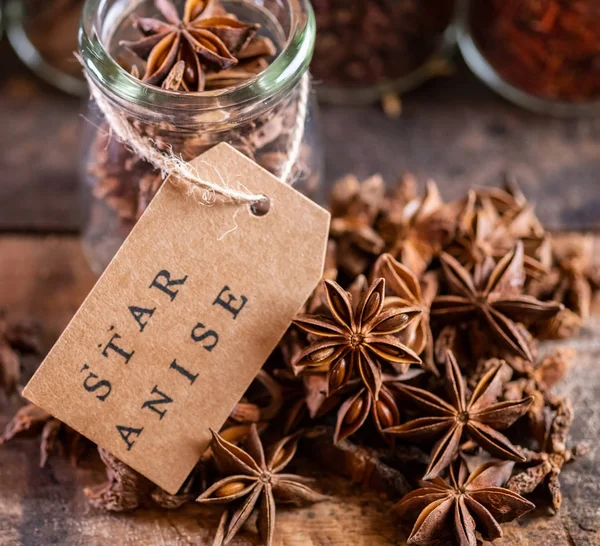 Close up view of Star Anise text on paper label