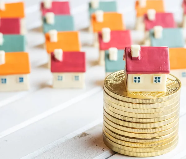 Close View Sale Real Estate Crypto Coins — Stockfoto