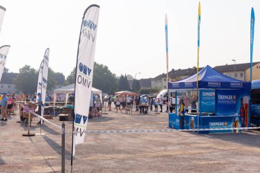 Alttting, Almanya -13 Eylül 2020: OMV Half Marathon Alttting 2020 'de Corona koşulları altında başlayıp bitirmek