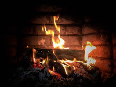 arka plan olarak bir şömine yangında portre