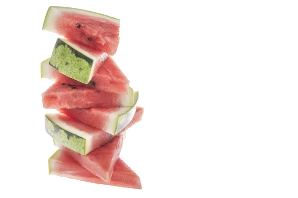Pile Watermelon Slices Isolated White — Stock Photo, Image