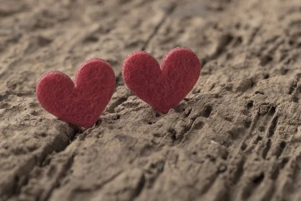 Kleine Rote Herzen Auf Holzgrund Mit Kopierraum — Stockfoto