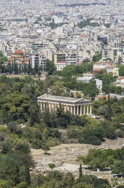 Agora Tapınak Hermes Antik Agora Atina Yunanistan Panoraması — Stok fotoğraf