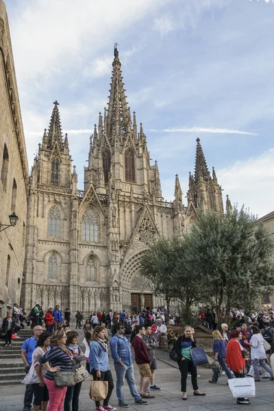 Gente Frente Catedral Santa Cruz Fue Construida Entre Los Siglos — Foto de Stock