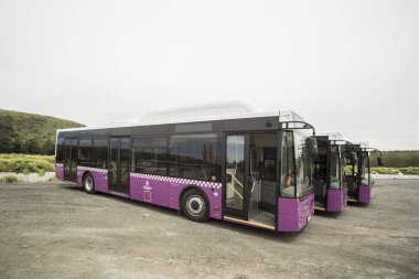 Istanbul, Türkiye'de toplu taşıma otobüsleri. Her gün yaklaşık 900.000 yolcu taşıyan kentsel ulaşım.
