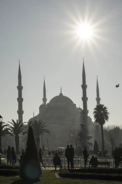 Sultan Ahmed Camii (Sultanahmet Camii) görünümü Sultanahmet Parkı, Istanbul, Türkiye.