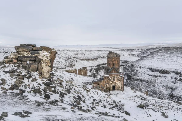 Ruinas Ani Que Era Capital Armenia Pasado Ahora Meseta Con — Foto de Stock