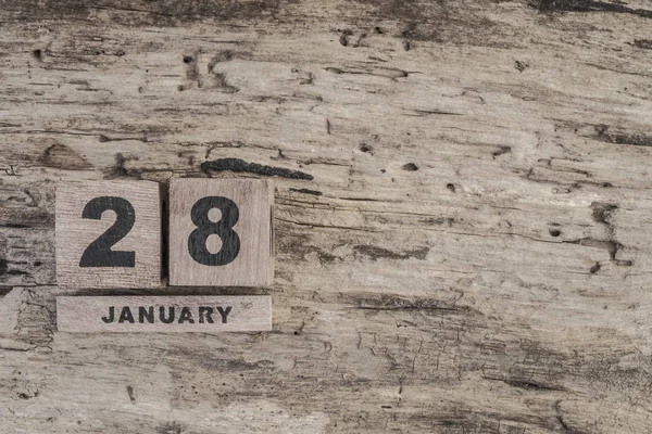 Calendario Cubo Para Enero Sobre Fondo Madera Con Espacio Para — Foto de Stock