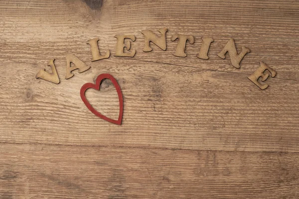 Plantilla Día San Valentín Sobre Fondo Madera Con Espacio Para — Foto de Stock