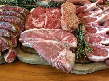 bir arka plan olarak çiğ et çeşitliliği