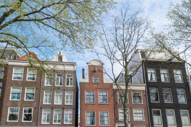Avrupa 'da Amsterdam, Hollanda' da tipik evler dizisi